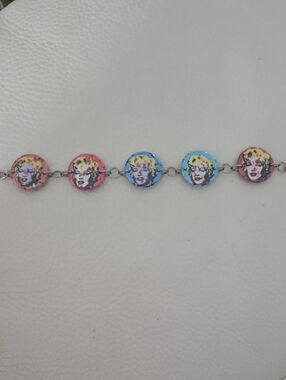 ✨️ RARE Andy Warhol Style Pop Art Marilyn Monroe Link Bracelet Y2K 🎀
